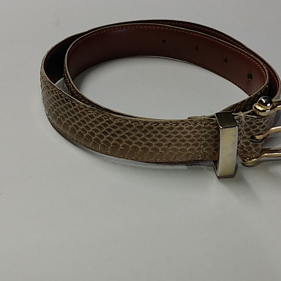 Vintage Tan genuine women's snakeskin belt Jana by Newmark R.O.C M/L - Picture 2 of 5